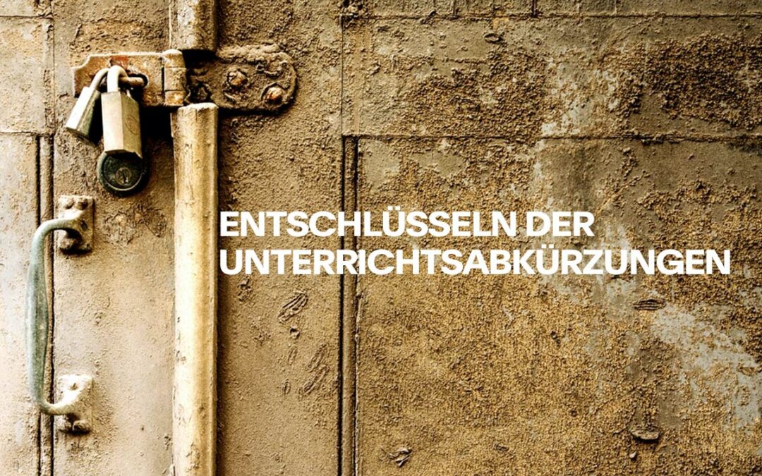 Namen der Gegenstände und die entsprechende Kurzform